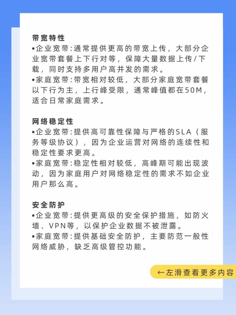 企业宽带和家庭宽带到底有什么区别？